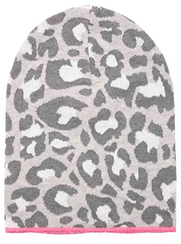 Zwillingsherz Slouch-Beanie-Mütze mit Baumwolle - Hochwertige Strickmütze mit Leo Design für Damen Mädchen Jungen 2020 - Hat - One Size - Frühjahr Sommer Herbst und Winter - grau p von Zwillingsherz