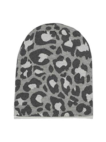 Zwillingsherz Slouch-Beanie-Mütze mit Baumwolle - Hochwertige Strickmütze mit Leo Design für Damen Mädchen Jungen 2020 - Hat - One Size - Frühjahr Sommer Herbst und Winter - grau von Zwillingsherz