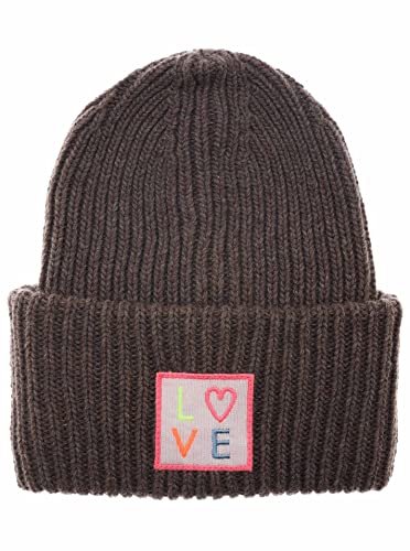 Zwillingsherz Slouch-Beanie-Mütze mit Kaschmir - Hochwertige Strickmütze mit Love Patch für Damen Mädchen Jungen - Hat - One Size - warm und weich für Frühling Herbst und Winter-Bra von Zwillingsherz