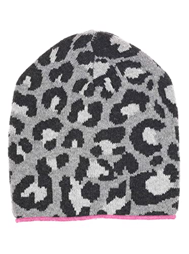 Zwillingsherz Slouch Beanie Mütze mit Kaschmir für Kinder Mädchen Jungen - Hochwertige Cashmere Cap Kappe im Leo Muster Motiv - Perfekt für Sommer Herbst Winter - Warme Haube von Zwillingsherz