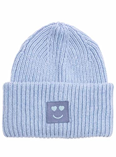Zwillingsherz Slouch-Beanie-Mütze mit Wolle - Hochwertige Strickmütze mit Herz Smileys Patch für Damen Mädchen– Hat - Grobstrick - One Size - warm und weich für Frühling Herbst und Winter von Zwillingsherz