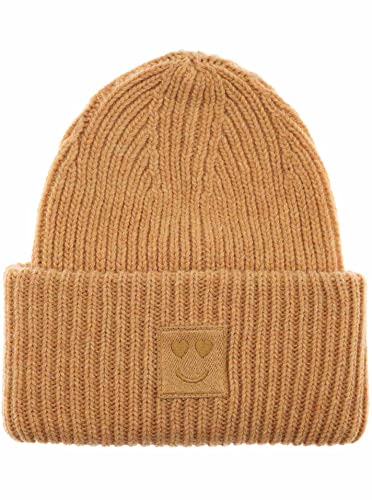 Zwillingsherz Slouch-Beanie-Mütze mit Wolle - Hochwertige Strickmütze mit Herz Smileys Patch für Damen Mädchen– Hat - Grobstrick - One Size - warm und weich für Frühling Herbst und Winter von Zwillingsherz