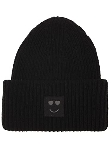 Zwillingsherz Slouch-Beanie-Mütze mit Wolle - Hochwertige Strickmütze mit Herz Smileys Patch für Damen Mädchen- Hat - Grobstrick - One Size - warm und weich für Frühling Herbst und Winter von Zwillingsherz