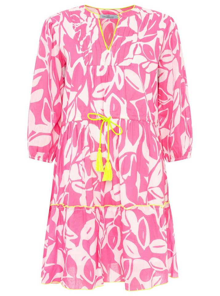 Zwillingsherz Sommerkleid "Blätter Zweifarbig" mit Tasseln und kontrastfarbigen Details von Zwillingsherz