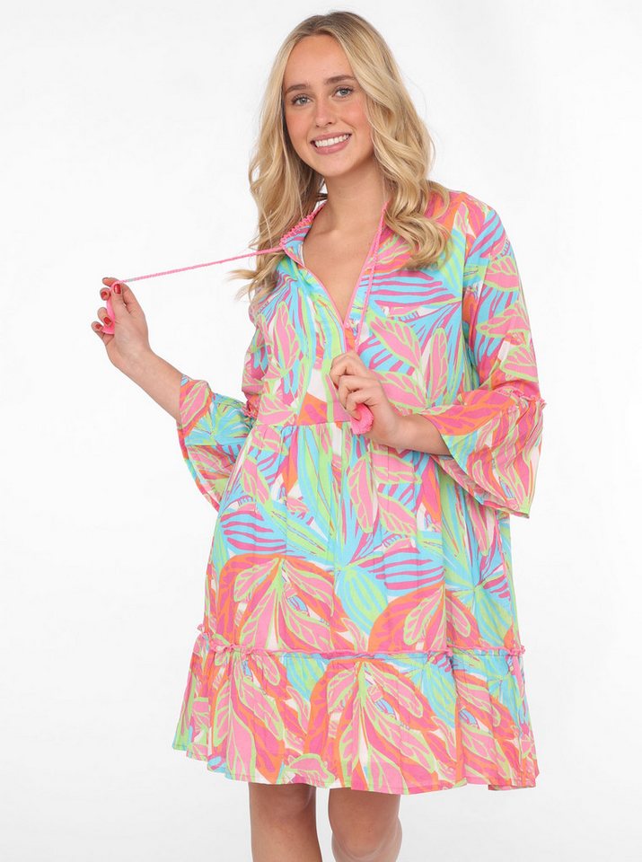 Zwillingsherz Sommerkleid "Power Farben" mit Tasseln, Trompeten Ärmeln und Eingriffstaschen von Zwillingsherz