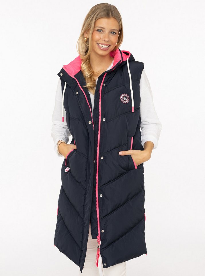 Zwillingsherz Steppweste "Heimatgefühl" Kapuze, Details, Zipper und Taschen von Zwillingsherz