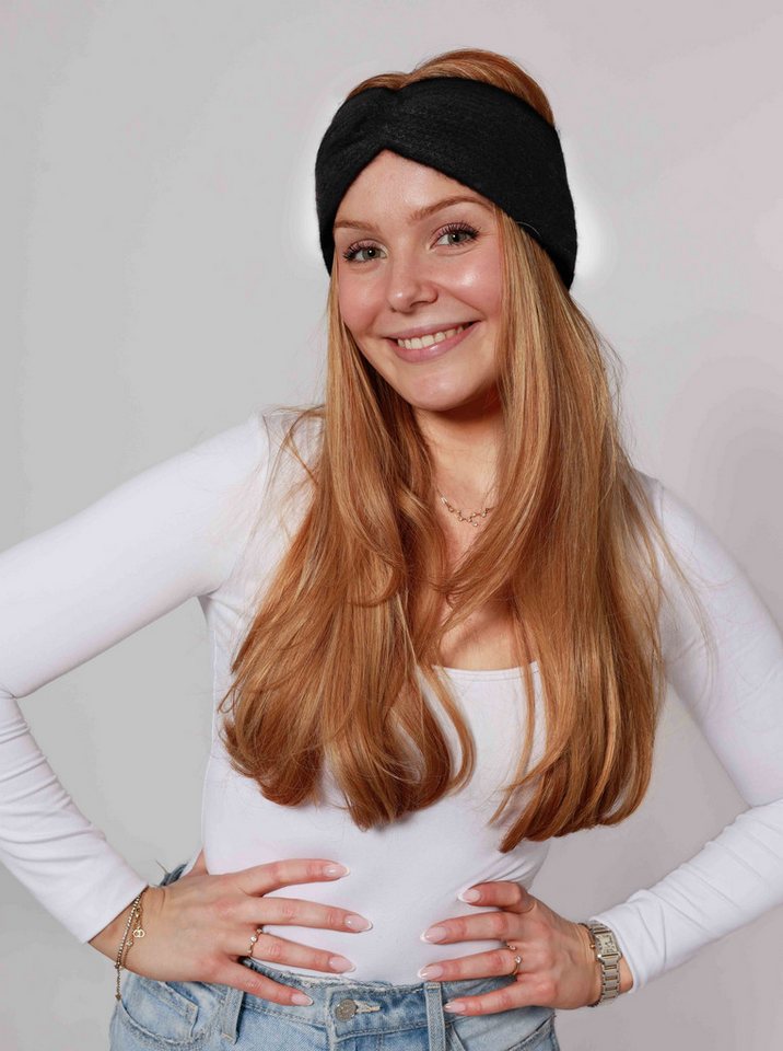 Zwillingsherz Stirnband "Rippe" breit, gerippt, mit Knotendetail von Zwillingsherz