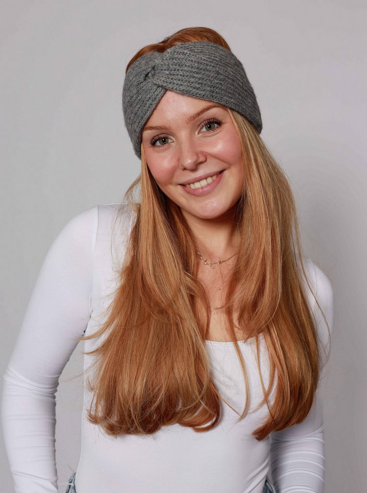 Zwillingsherz Stirnband "Rippe" breit, gerippt, mit Knotendetail von Zwillingsherz