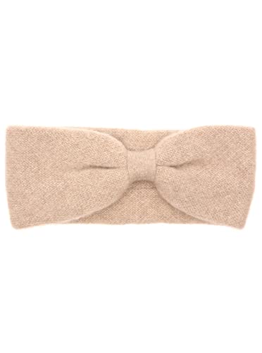 Zwillingsherz Stirnband aus 100% Kaschmir - Hochwertiges Kopfband im Uni Design für Damen Frauen Mädchen - Wolle - Haarband – warm und weich perfekt für Frühjahr Herbst Winter - beige von Zwillingsherz