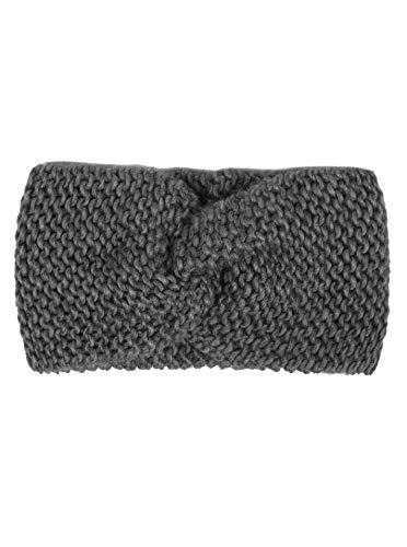 Zwillingsherz Stirnband mit Knoten - Hochwertiges Strick-Kopfband für Damen Frauen Mädchen - Wolle - Ohrenschutz - Haarband - warm weich und luftig für Frühjahr Herbst und Winter - dgrau von Zwillingsherz