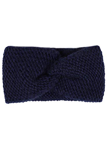 Zwillingsherz Stirnband mit Knoten - Hochwertiges Strick-Kopfband für Damen Frauen Mädchen - Wolle - Ohrenschutz - Haarband - warm weich und luftig für Frühjahr Herbst und Winter - navy von Zwillingsherz