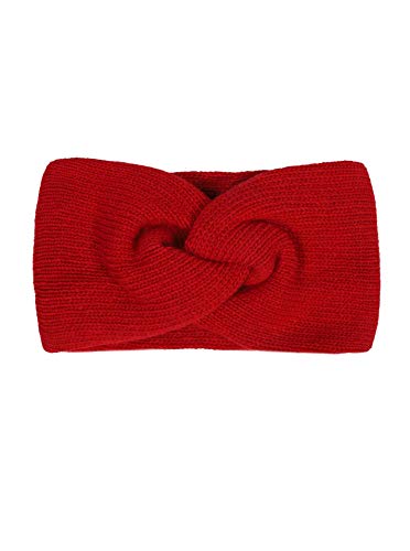 Zwillingsherz Stirnband mit Zopf-Knoten - Hochwertiges Strick-Kopfband für Damen Frauen Mädchen - Kaschmir - Ohrenschutz - Haarband - warm weich und luftig für Frühjahr Herbst und Winter - rot von Zwillingsherz