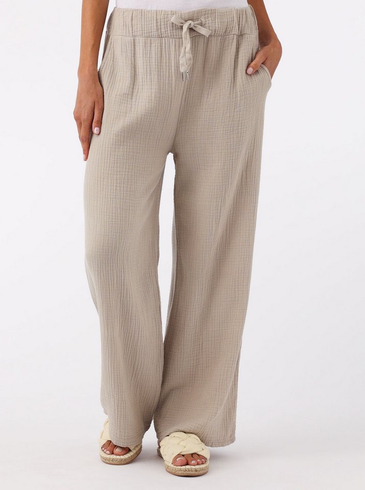 Zwillingsherz Stoffhose "Musselin" mit Zugband, Eingriffstaschen und weitem Bein von Zwillingsherz