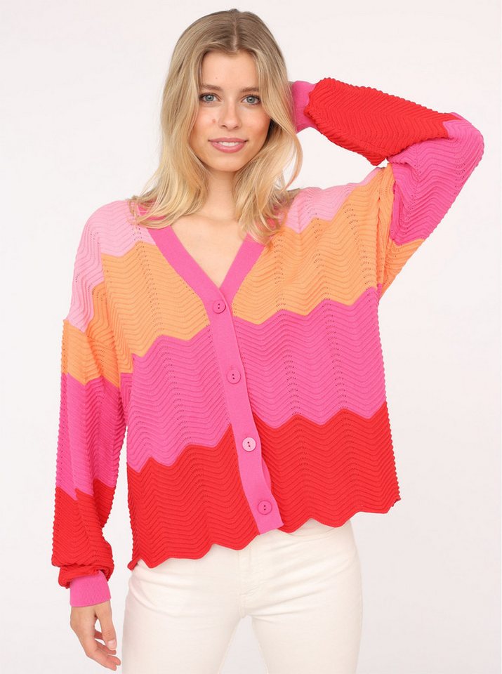 Zwillingsherz Strickjacke "Block Wellen" Mit unifarbenen Bündchen Zwillingsherz Strickjacke "Block Wellen" Mit unifarbenen Bündchen von Zwillingsherz