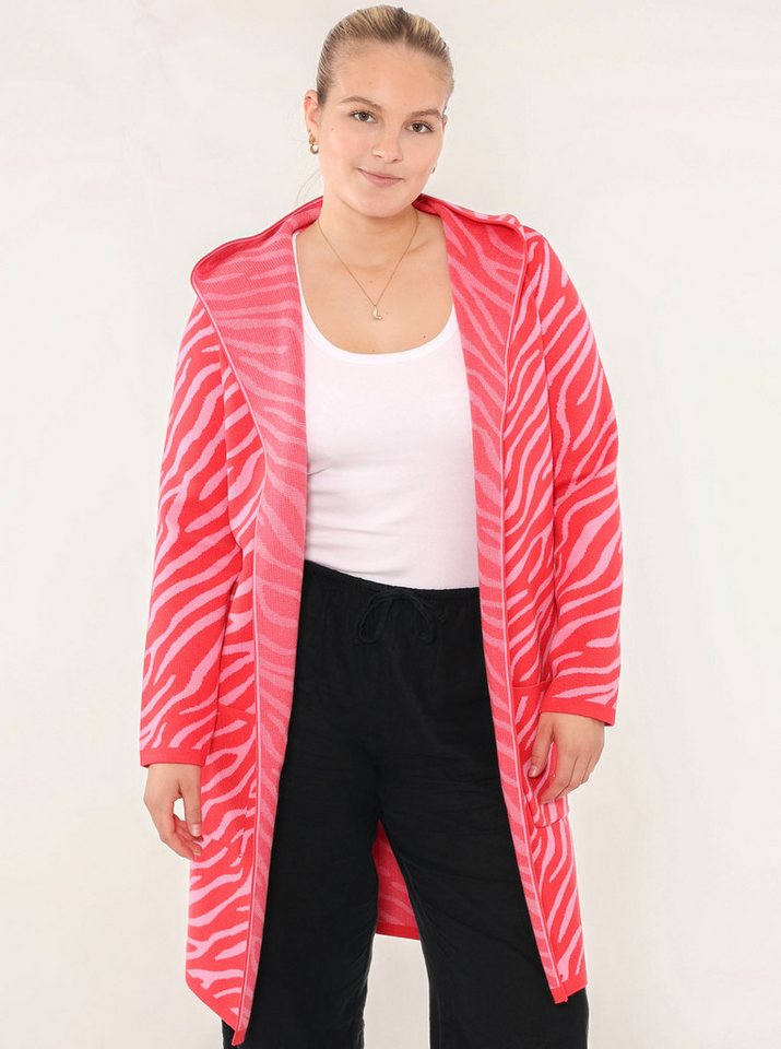 Zwillingsherz Strickjacke "Zebra" Animal-Muster, Kapuze, Langarm, Kontrast-Details von Zwillingsherz