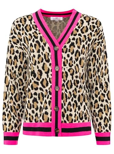 Zwillingsherz Strickjacke Damen – Strick-Cardigan mit Leopardenmuster – warme Strickjacke Damen Schwarz – Leo Jacke Damen, Strickjacke Damen Kurz Damen Strickjacken Größe S/M von Zwillingsherz