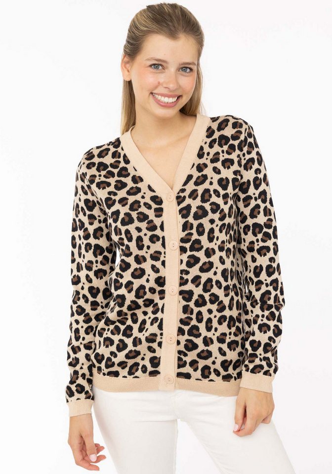 Zwillingsherz Strickjacke "Gestrickter-Leo" mit Knöpfen, mit Leomuster aus reiner Baumwolle von Zwillingsherz