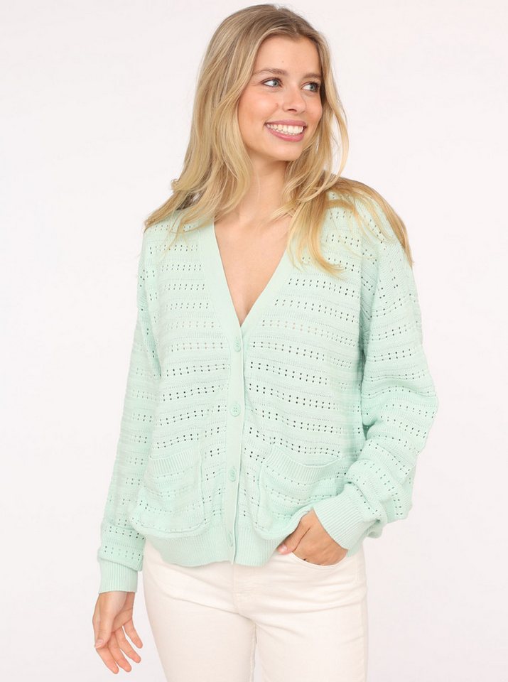 Zwillingsherz Strickjacke "Lochstrick Uni" Lockerer Schnitt mit moderner Passform von Zwillingsherz