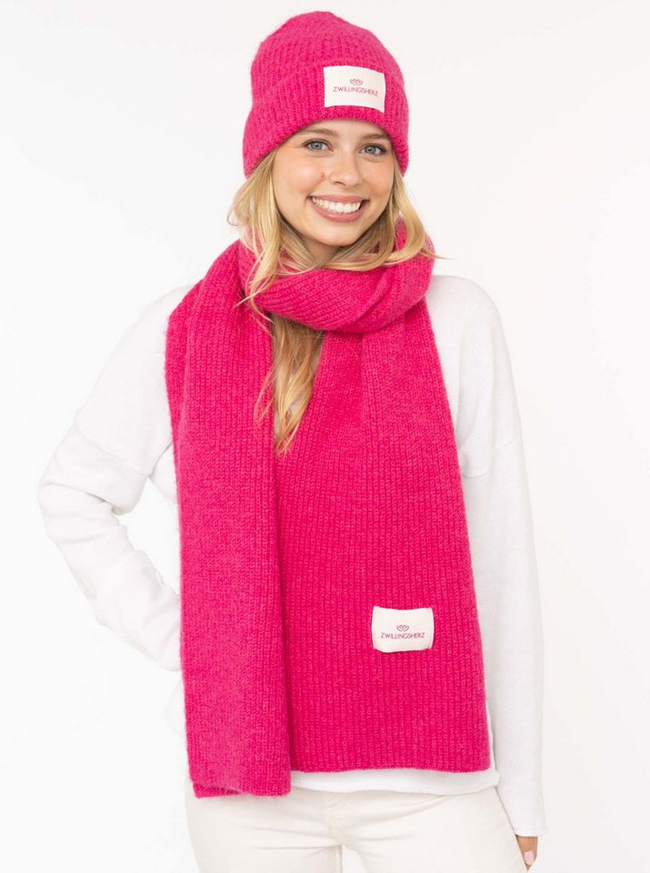 Zwillingsherz Strickmütze "Zwillingsherz Patch" gerippt, mit Wolle und Umschlag, mit Patch Zwillingsherz Strickmütze "Zwillingsherz Patch" gerippt, mit Wolle und Umschlag, mit Patch von Zwillingsherz