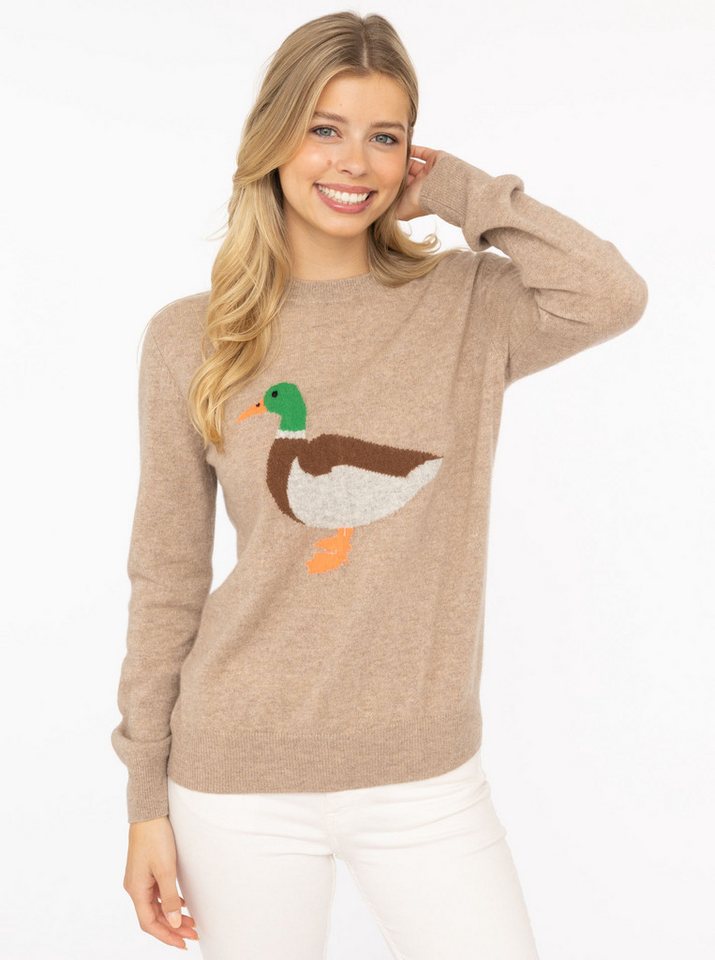 Zwillingsherz Strickpullover Duck Rundhals,aus reinem Kaschmir mit großer Ente von Zwillingsherz