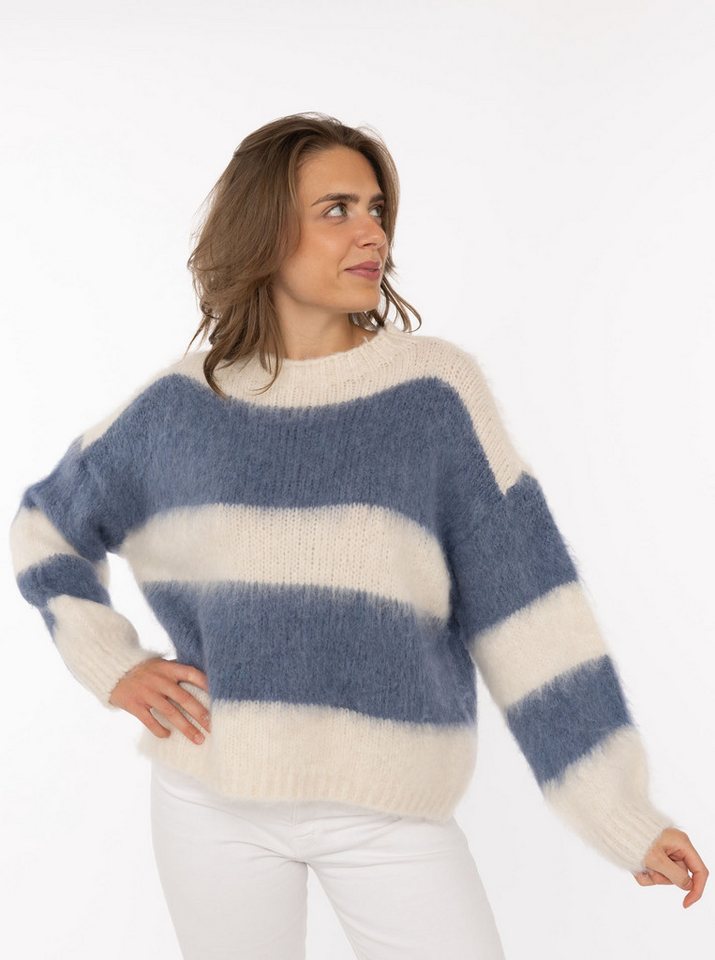 Zwillingsherz Strickpullover "Streifen" kuschelig mit Rundhalsausschnitt, Blockstreifen und Wollanteil von Zwillingsherz