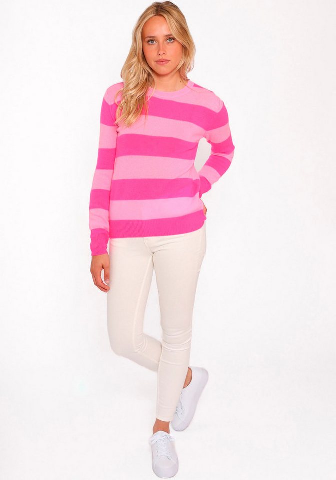 Zwillingsherz Strickpullover Rundhalsausschnitt, langärmelig, Kaschmir, Blockstreifen von Zwillingsherz