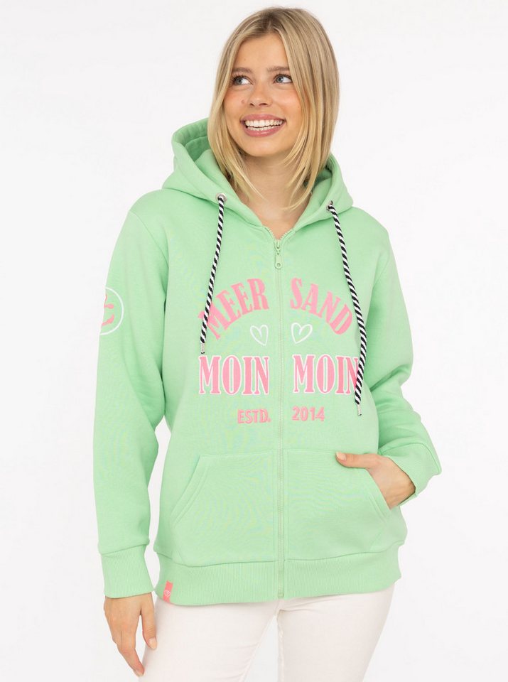 Zwillingsherz Sweatjacke "Moin Moin" Kapuze, Langarm, Reißverschluss, modisch, maritim, Kordelzug von Zwillingsherz