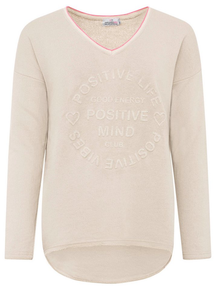 Zwillingsherz Sweatshirt Positive Mind mit Kontrastnaht in Neonfarbe von Zwillingsherz