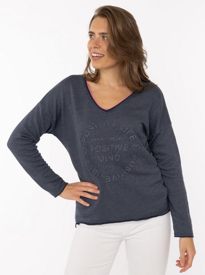 Zwillingsherz Sweatshirt Positive Mind mit Kontrastnaht in Neonfarbe von Zwillingsherz