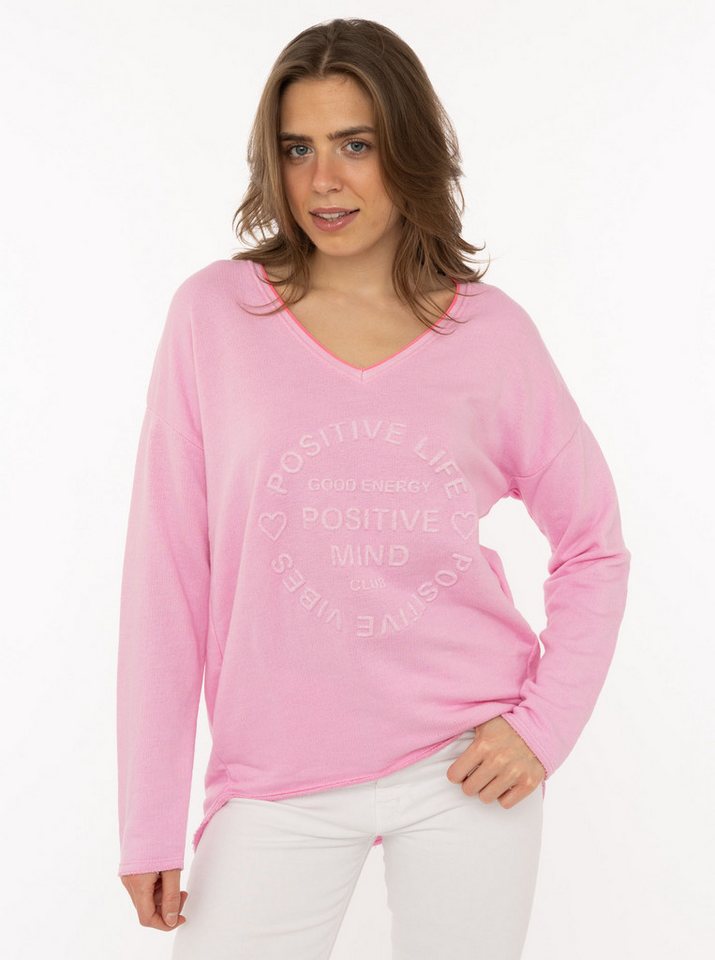 Zwillingsherz Sweatshirt Positive Mind mit Kontrastnaht in Neonfarbe von Zwillingsherz