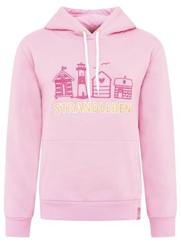 Zwillingsherz Sweatshirt Pulli Hoodie Strandleben Damen Kapuzenpullover, Rosa, XL, Leuchtturm-Design Gr. XL von Zwillingsherz