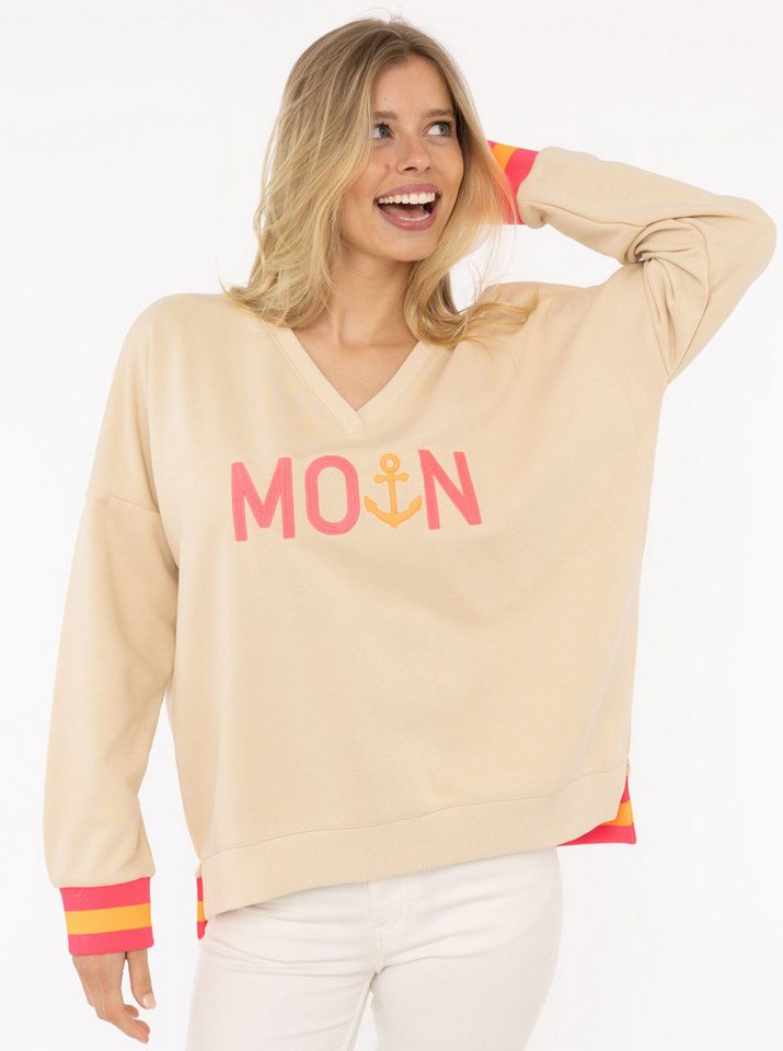 Zwillingsherz Sweatshirt Sweat Pullover V-Neck "MoinZH" von Zwillingsherz