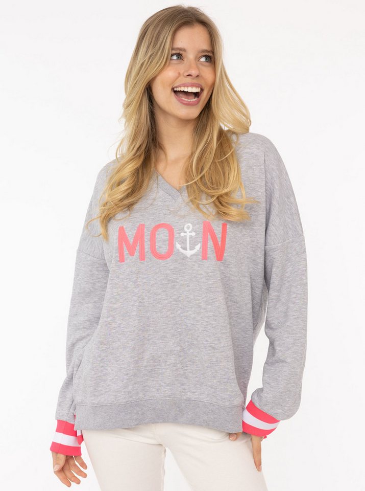 Zwillingsherz Sweatshirt Sweat Pullover V-Neck "MoinZH" von Zwillingsherz