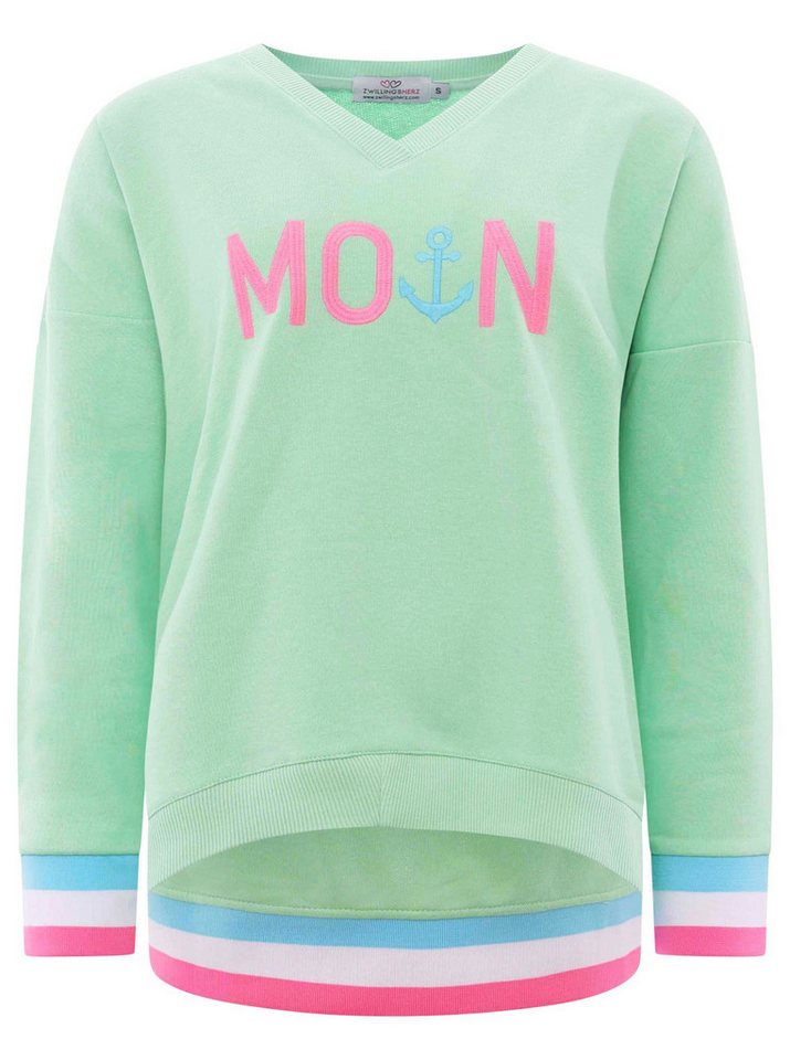 Zwillingsherz Sweatshirt Sweat Pullover V-Neck "MoinZH" von Zwillingsherz