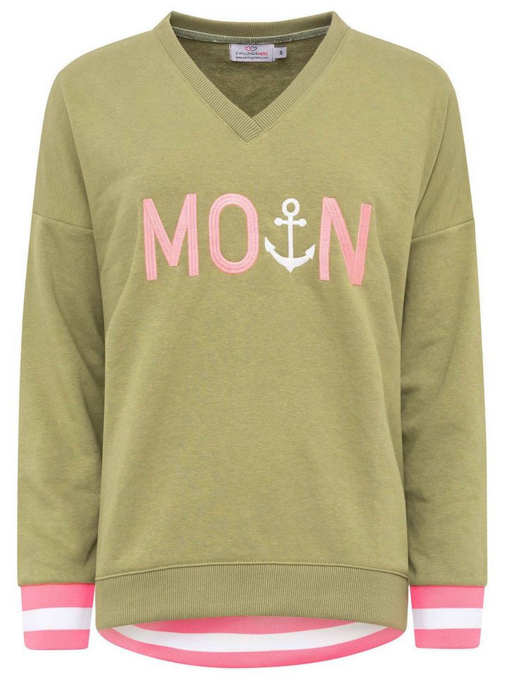 Zwillingsherz Sweatshirt Sweat Pullover V-Neck "MoinZH" von Zwillingsherz