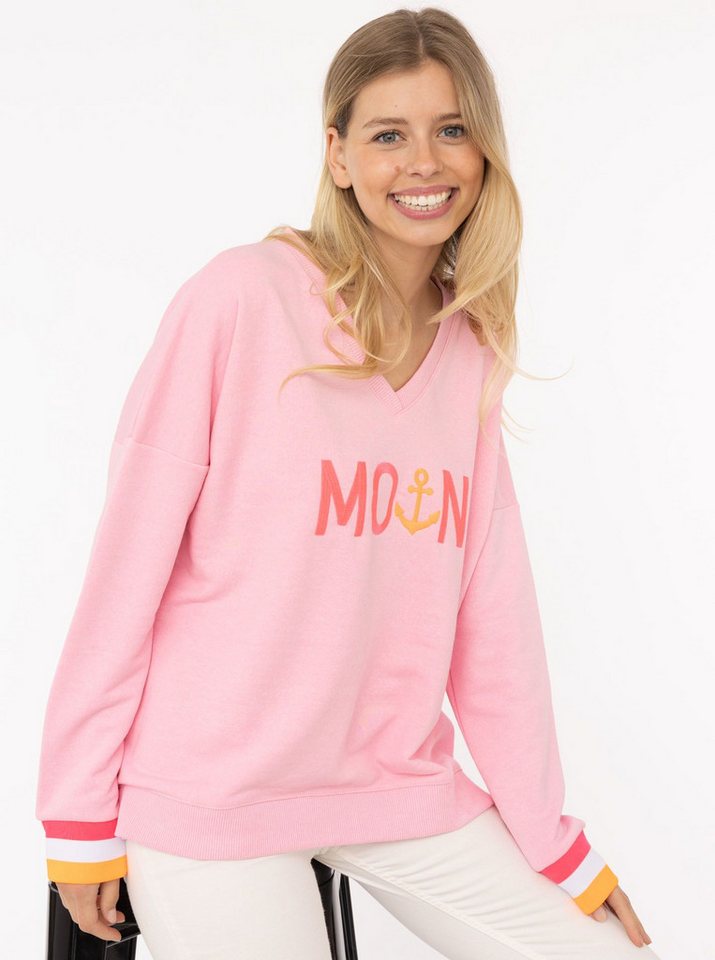 Zwillingsherz Sweatshirt Sweat Pullover V-Neck "MoinZH" von Zwillingsherz