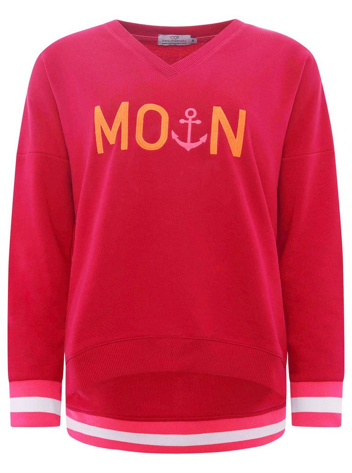 Zwillingsherz Sweatshirt Sweat Pullover V-Neck "MoinZH" von Zwillingsherz