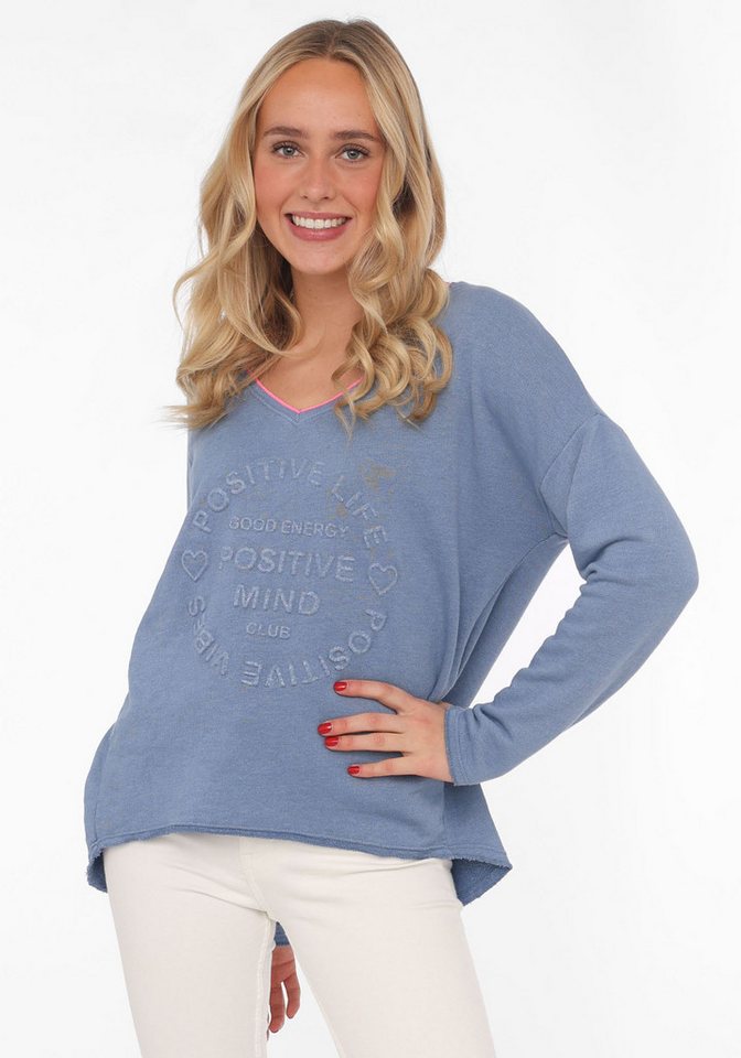 Zwillingsherz Sweatshirt Positive Mind mit Kontrastnaht in Neonfarbe von Zwillingsherz