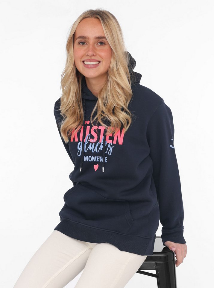 Zwillingsherz Sweatshirt gestickter Schriftzug vorn und hinten, Kapuze, Langarm, Kängurutasche von Zwillingsherz