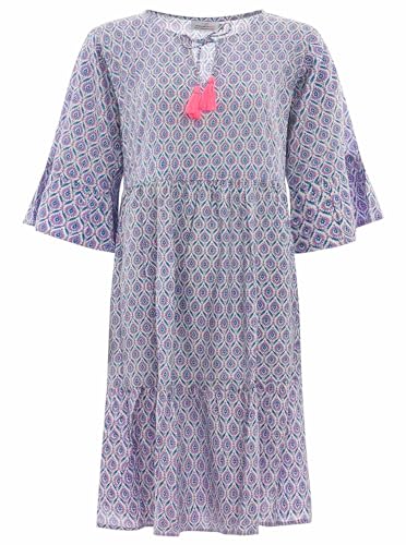 Zwillingsherz Viskose Sommerkleid Blumen Damen Frauen – Locker luftig lang Freizeitkleid Cocktailkleid Strandkleid Abendkleid Kleid Tasseln Sommer von Zwillingsherz