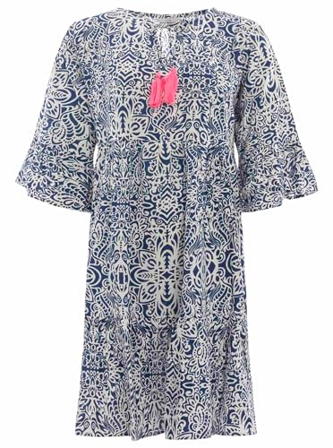 Zwillingsherz Viskose Sommerkleid Paisley Damen Frauen – Locker luftig lang Freizeitkleid Cocktailkleid Strandkleid Abendkleid Kleid Tasseln Sommer von Zwillingsherz