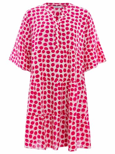 Zwillingsherz Viskose Sommerkleid Punkte Damen Frauen – Locker luftig lang Freizeitkleid Cocktailkleid Strandkleid Abendkleid Kleid Knopfleiste Sommer von Zwillingsherz