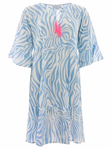 Zwillingsherz Viskose Sommerkleid Zebra Damen Frauen – Locker luftig lang Freizeitkleid Cocktailkleid Strandkleid Abendkleid Kleid Tasseln Sommer von Zwillingsherz