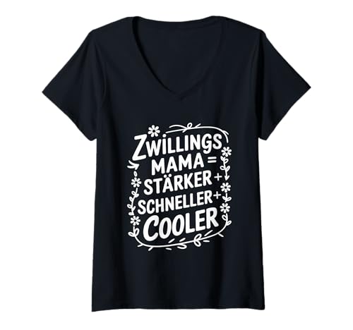 Damen Zwillings Mutter Zwillingsmama Twin Mum, Mama von Zwillinge T-Shirt mit V-Ausschnitt Damen Zwillings Mutter Zwillingsmama Twin Mum, Mama von Zwillinge T-Shirt mit V-Ausschnitt von Zwillingsmama & Mama von Zwillingen Twin mom
