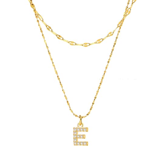 Halskette Edelstahl Halskette mit 26 Buchstaben Halskette Zirkonia Halskette mit mehrschichtigem Anhänger geeignet als Schmuckgeschenk Kompatibel mit Frauen Halsketten Damen, Small von Zxarunas