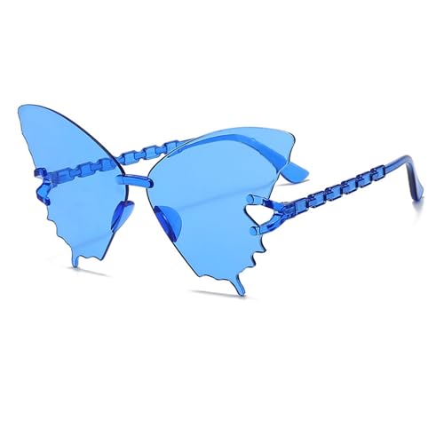Zxarunas 2er-Pack rahmenlose Sonnenbrillen, bonbonfarbene Sonnenbrillen in Schmetterlingsform, geeignet for Straßenfotografie, Reise- und Partygeschenke(Bleu) von Zxarunas