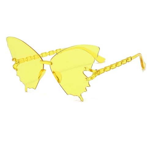 Zxarunas 2er-Pack rahmenlose Sonnenbrillen, bonbonfarbene Sonnenbrillen in Schmetterlingsform, geeignet for Straßenfotografie, Reise- und Partygeschenke(Geel) von Zxarunas