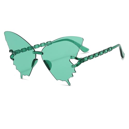 Zxarunas 2er-Pack rahmenlose Sonnenbrillen, bonbonfarbene Sonnenbrillen in Schmetterlingsform, geeignet for Straßenfotografie, Reise- und Partygeschenke(Groen) von Zxarunas