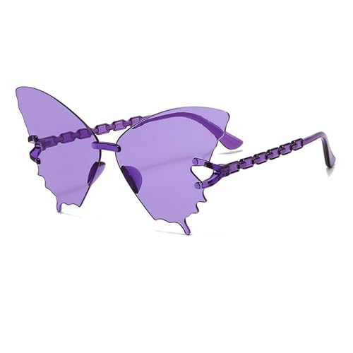 Zxarunas 2er-Pack rahmenlose Sonnenbrillen, bonbonfarbene Sonnenbrillen in Schmetterlingsform, geeignet for Straßenfotografie, Reise- und Partygeschenke(Purple) von Zxarunas