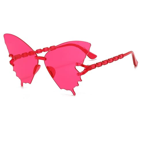 Zxarunas 2er-Pack rahmenlose Sonnenbrillen, bonbonfarbene Sonnenbrillen in Schmetterlingsform, geeignet for Straßenfotografie, Reise- und Partygeschenke(Rosso) von Zxarunas